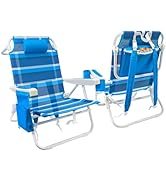 WTVIDAS Beach Chair 2 Pack, 5 Positions Textilene Folding Reclining Beach Chair with Backpack Str...