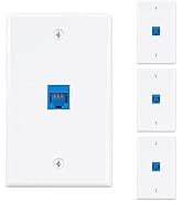 Iwillink (4-Pack) 1-Port Ethernet Wall Plate, Cat6 Wall Plate with RJ45 Keystone Inline Coupler i...