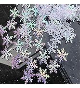 CCINEE 800pcs Glitter Snowflake Confetti White Decorative Snowflake Scatter Confetti for Christma...