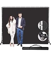 GSKAIWEN Movable Black Backdrop Stand with Wheels, Photo Background Non-Reflective Collapsible Bl...