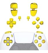 eXtremeRate Replacement D-pad R1 L1 R2 L2 Triggers Share Options Face Buttons, Chrome Gold Full S...