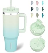 BJPKPK 40 oz Insulated Tumbler With Lid And Straw Stainless Steel Tumblers Cup With Handle For Wo...