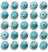 NITOPUPU 100Pcs 8mm Natural Smooth Turquoise Gemstone Beads Round Loose Stone Beads for Jewerly M...