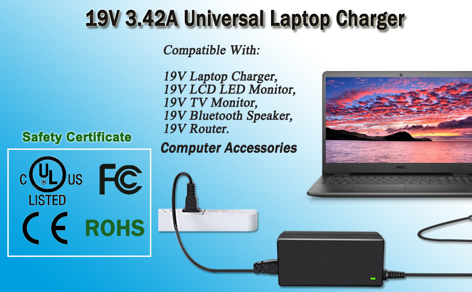 19v 3.42a dc power supply for laptop charger