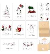 Thboxes Christmas Cards with Envelopes, 24 Pack Merry Christmas Cards with Stickers, 8 Assorted D...