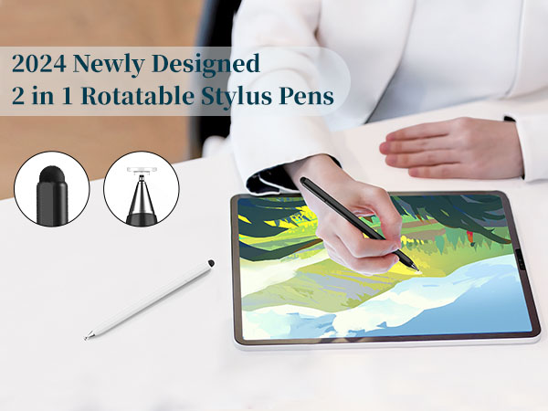 2 in 1 Rotatable Stylus Pens