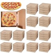 RHBLME 30 Pack Kraft Pizza Boxes Bulk, 7.3" x 7.3" x 1.6" Small Pizza Boxes Corrugated Cardboard ...