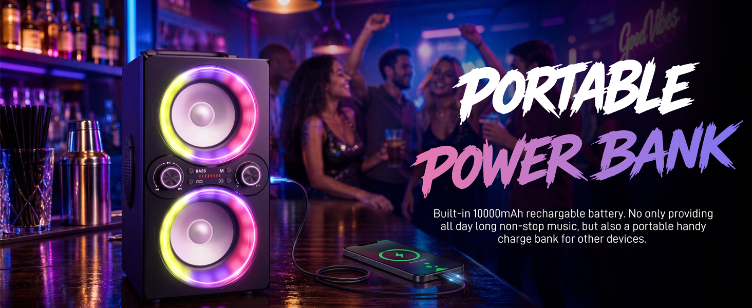 portable bluetooth speakers, tpyesss party portable speaker, tpyesss bluetooth speakers