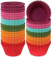 Caperci Bright Rainbow Jumbo Cupcake Liners Extra Large Muffin Baking Cups 300-Count, Odorless, U...