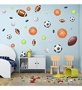 Amimagen Basketball Football Sports Wall Stickers - Kids Baby Boys Wall Decals - Nursery Playroom...