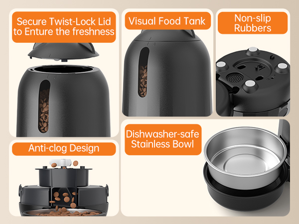 programmable timed automatic cat feeder cat food dishes for indoor cats wifi cat feeder