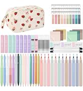 WOBAGMEN 62PCS Aesthetic School Supplies with Corduroy Pencil Case, Pastel Highlighters Gel Pens ...