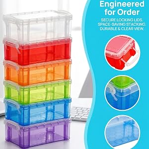 Small Plastic Storage Box with Lid, 5.3"x3"x2" Stackable Clear Latch Storage Case