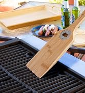 bristle free bbq grill scraper made from bamboo cleaning a grill