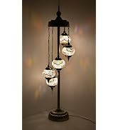 GOGERS Turkish Moroccan Floor Lamp 5 Big Mosaic Glass Globes Vintage Bohemian Tiffany Style Decor...