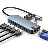 8-in-1 USB C Hub Ethernet Adapter with 4K@60Hz HDMI, 100W PD Charging, 3X USB 3.0 Ports, 1Gbps RJ...