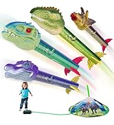 Gizzjoy Dinosaur Toy Rocket Launcher for Kids - Launch Up to 100 Ft, 4 Rockets, Outdoor Outside T...