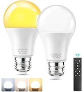 SCNNC A19 LED Remote Control Light Bulbs, 700LM 9W, 60 Watt Equivalent, 3000K-6500K Stepless Dimm...