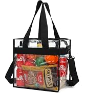 Flowfly Clear Bag Stadium Approved, Clear Beach Lunch Bag for Work Sports Festival - 2 Handles, A...