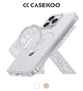 CASEKOO Glitter 360° Magnetic Stand for iPhone 16 Pro Case, MagSafe, Protection, Sparkle Clear