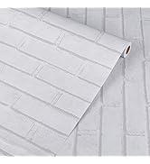 17.5" x 78.7" White Gray Peel and Stick Wallpaper Self Adhesive White Gray Brick Wallpaper Remova...