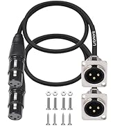 Lrbners 3Pin XLR Female to D-Type Panel XLR Male Cable 2FT - Rack-Mount Input Converter, Zinc All...