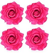Atoden Hot Pink Rose Hair Clip, Flower Rose Clips for Hair, Hawaiian Floral Hair Pins Alligator C...