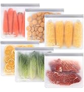 SPLF BPA FREE Reusable Storage Bags, 6 Pack Reusable Gallon Freezer Bags, Extra Thick Leakproof S...