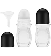 Yasdyri Empty Glass Roller Bottles 2 Pcs Black Clear Empty Glass Essential Oil Roller Bottles Emp...