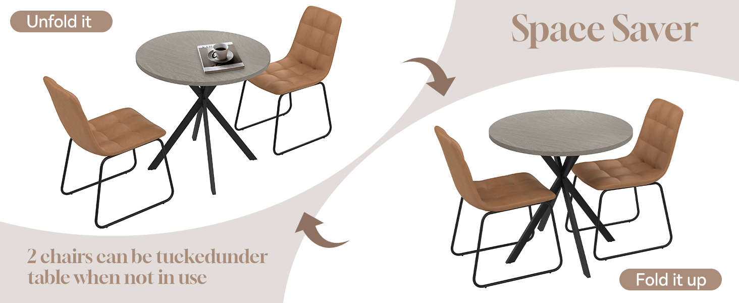 Round Dining Table Chairs Set for 2