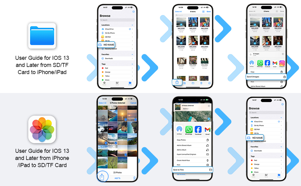 SD Card Reader for iPhone 16/iPad/Android/Mac/Computer