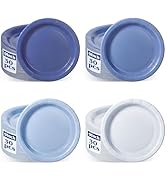 Xiangqu 120 Pcs Dusty Blue Paper Plates,Boy Baby Shower Plates Set 9 inch Gradient Blue Disposabl...