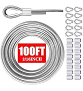 VIVBOO Stainless Steel Cable & Wire Rope 3/16" Vinyl Coated Steel Cable 50ft/100ft Length Ideal S...