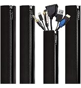 (4) Cable Management Sleeves - Wire Organizer Cable Sleeves and Wrapper Cord Hider, Cord Cover, P...