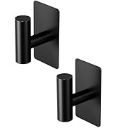 GWAAZXGZ Towel Hooks for Bathrooms – 2 Pack, Matte Black Finish, T-Shaped Stainless Steel Adhesiv...