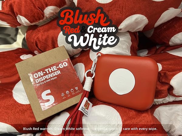 mini wipes case Blush Red & Cream White