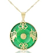 ZenBless Green Jade Necklaces 18K Gold Butterfly Pendant Necklace Feng Shui Good Luck Gifts for W...