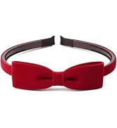 ZGLUZP 1Pc Burgundy Red Thin Bowknot Headbands,Non-slip Toothed Design Cute Hairband for Women, F...