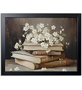 ARKZSHO Wood Frame Floral Canvas Poster Wall Art Book Painting Wall Decor