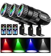 Led Pinspot Light 3 Pack, Czgor Disco Ball Spotlight 15W RGBW 4 in 1 Mirror Ball Lights with Remo...