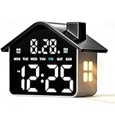 SwlatUtokf Plug in Digital Alarm Clocks with Battery Backup Memory for Bedrooms, Date Time and We...
