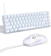DIERYA X TMKB Wired 60 Percent Mechanical Gaming Keyboard and Wired Gaming Mouse-White(Quiet Red ...