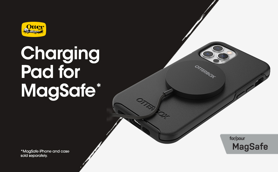 charging pad for magsafe, otterbox power, magsafe power, charging pad for iphone, charging pad black