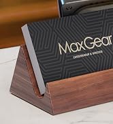 MaxGear Walnut Wood Business Card Holder, Wooden Desk Organizer for Storing & Displaying Business...