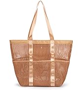 Mesh Beach Tote Large Bag 2022 Upgrade for Women with Multiple Pockets for Family Travel Swimming...