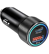 USB Car Charger Adapter, Bangfun 36W/12V USB C Car Charger Dual Port QC&PD3.0 Fast Charging Cigar...