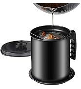 Cambom Bacon Grease Container with Fine Mesh Strainer, 1.3 L/almost 6 full cups Iron Cooking Oil ...