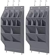 STORAGE MANIAC Over the Door Shoe Organizer, 2 Pack Hanging Shoe Organizer, 8 Large Pockets & 4 E...