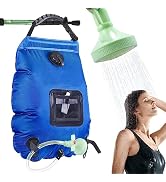 HISFFOG Solar Portable Shower Bag, 5 Gal/20L Solar Heating Camping Shower Bag with Removable Hose...