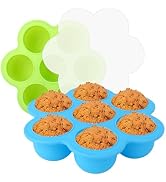 2 Pack Silicone Egg Bite Molds, Reusable Egg Bites Silicone Mold with Lid Fit Instant Pot 5,6,8 q...